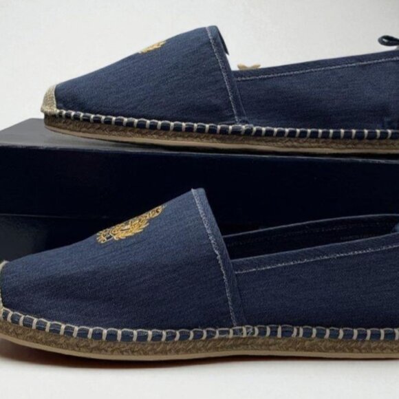 Polo by Ralph Lauren Denim Blue Slip-Ons with Gold Crest